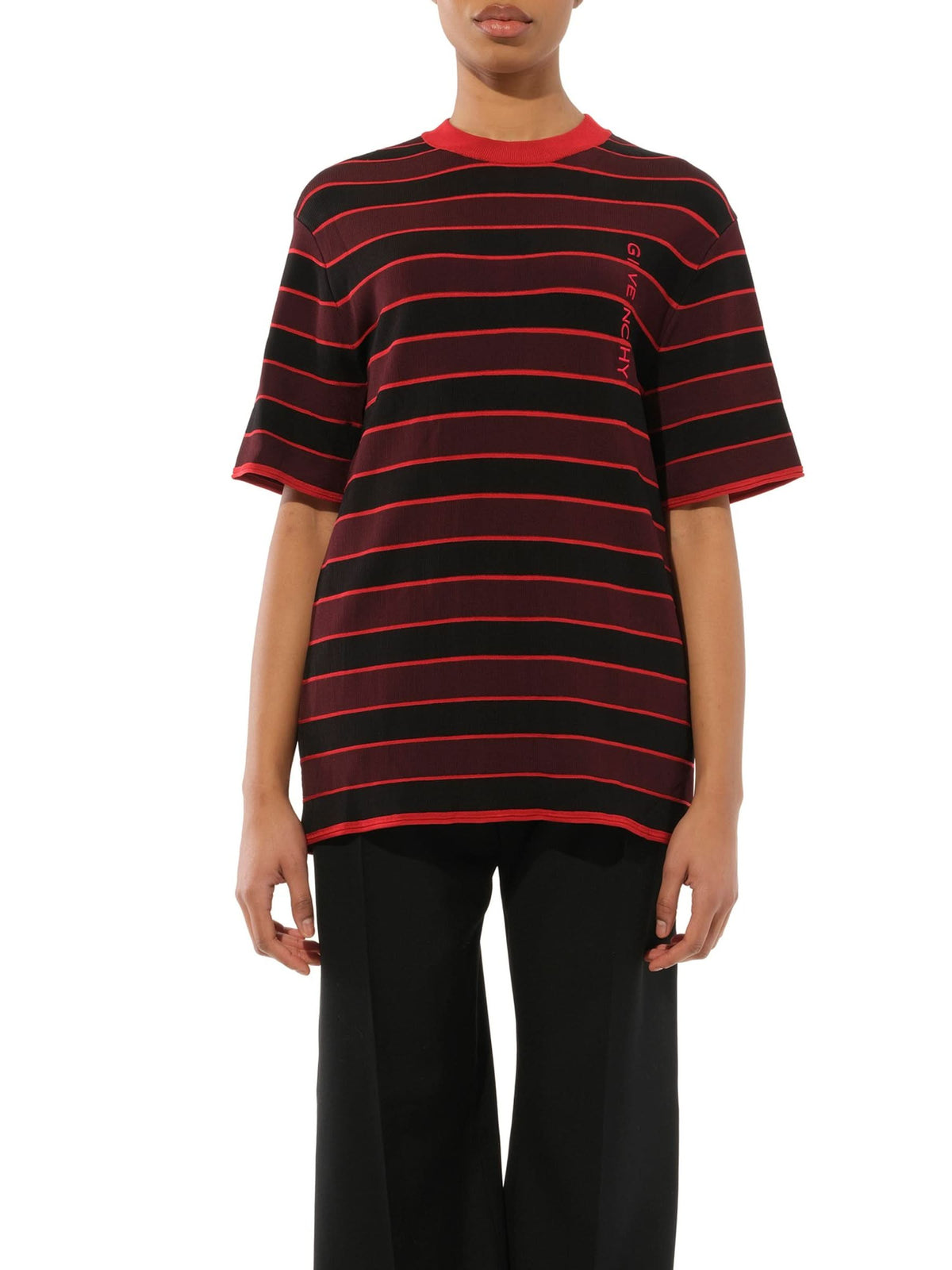 Striped Sweater in Burgundy/Black