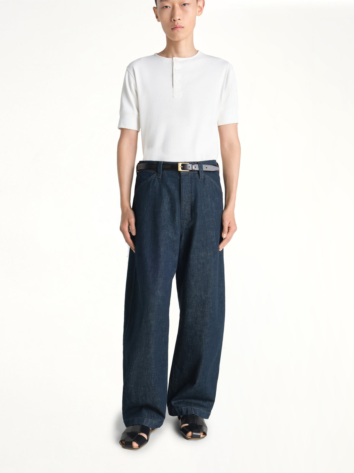 Rib Henley Top in Milk