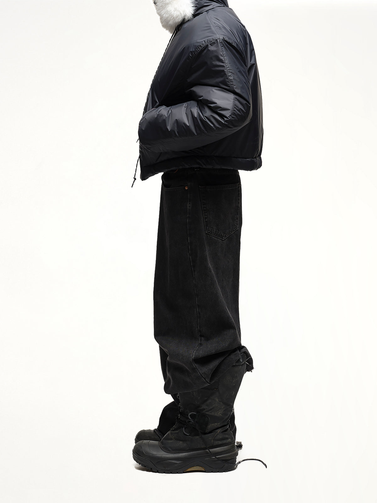 Wald Fur Puffer Jacket in Black