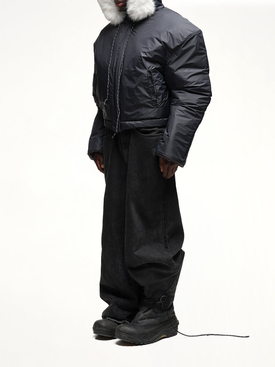 Wald Fur Puffer Jacket in Black
