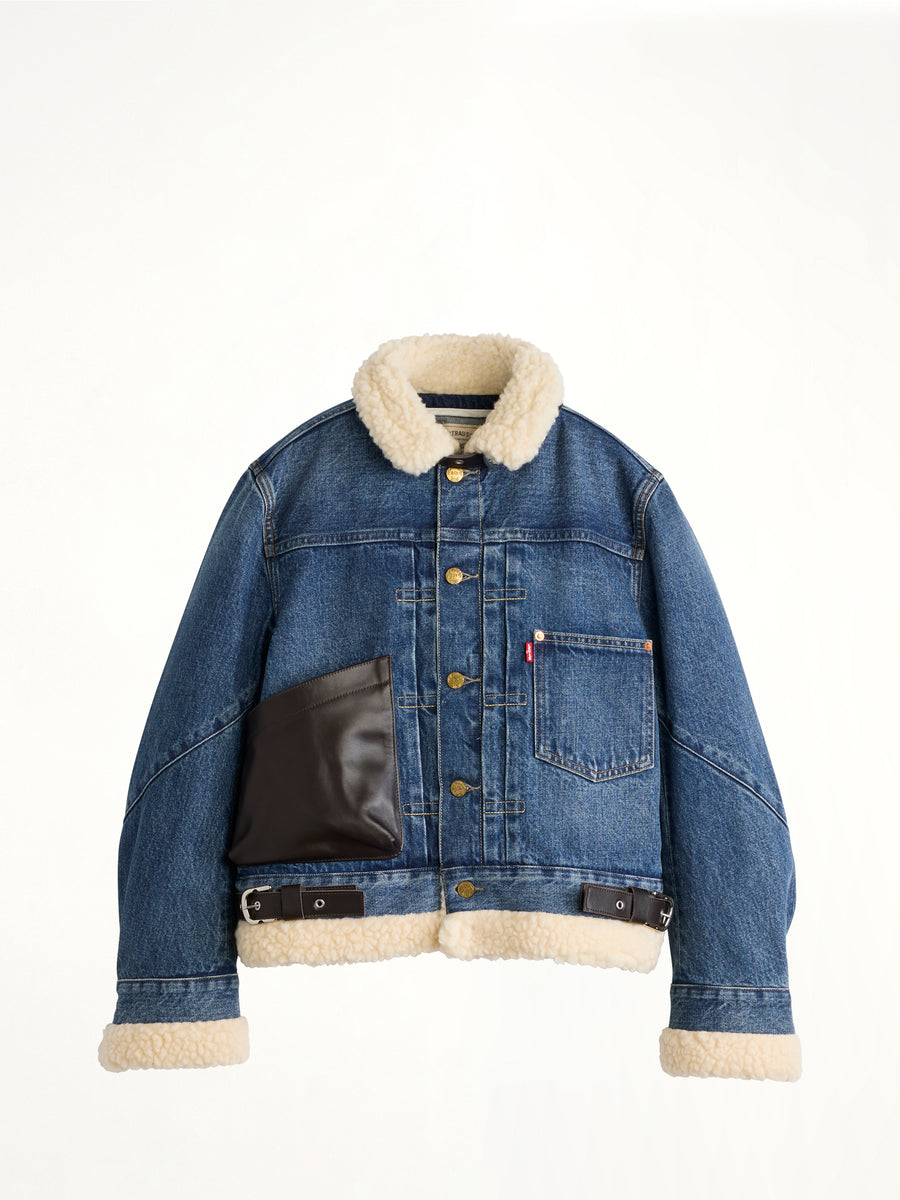 Sacai x Levi's Womens Sherpa Denim Jacket in Washed Indigo