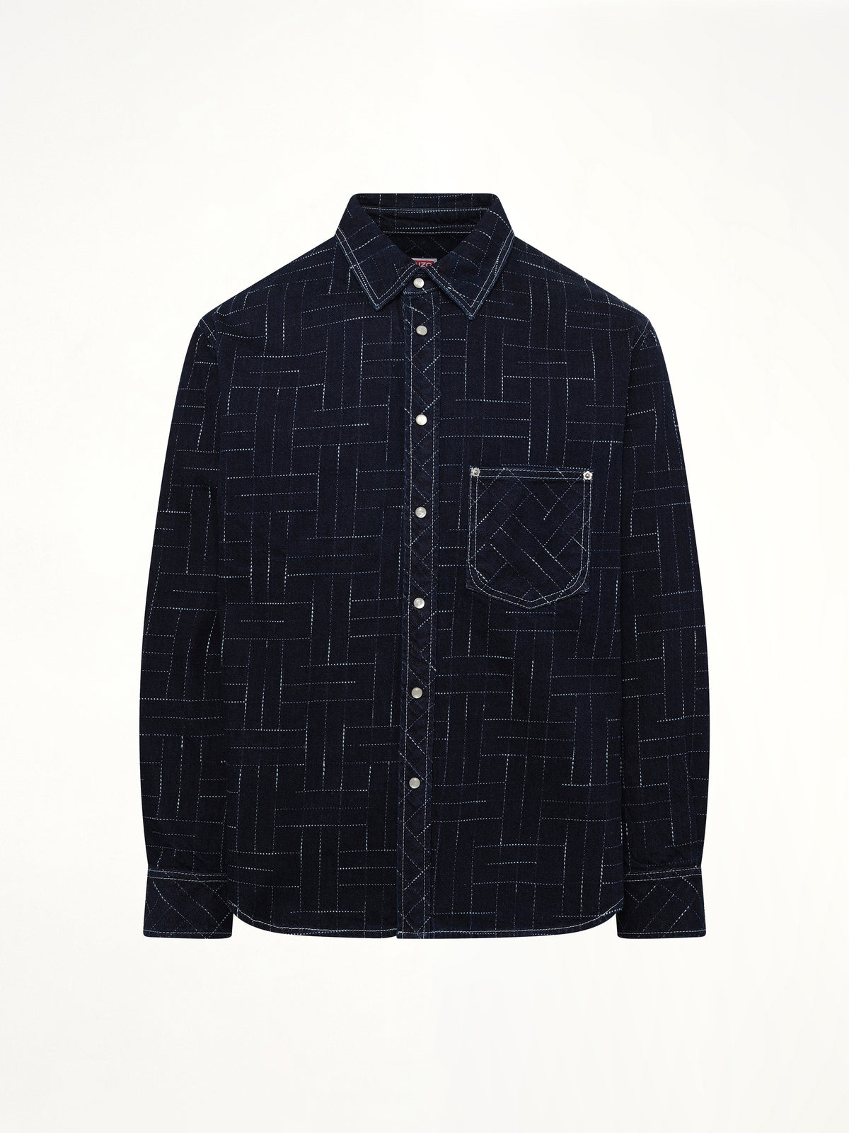 Kenzo Weave Casual Shirt in Rinse Blue Denim