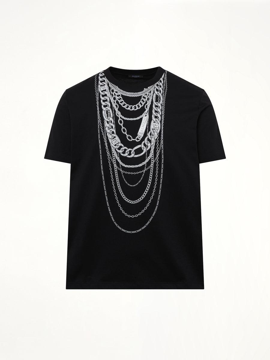Chain Trompe L'Oeil T-Shirt in Black/White