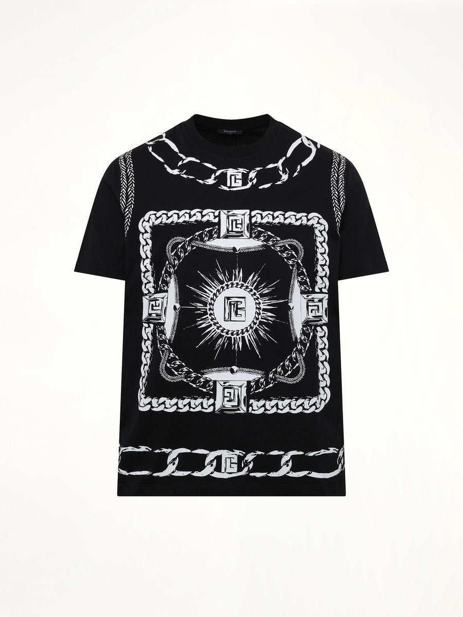 Foulard Print T-Shirt in Black/White