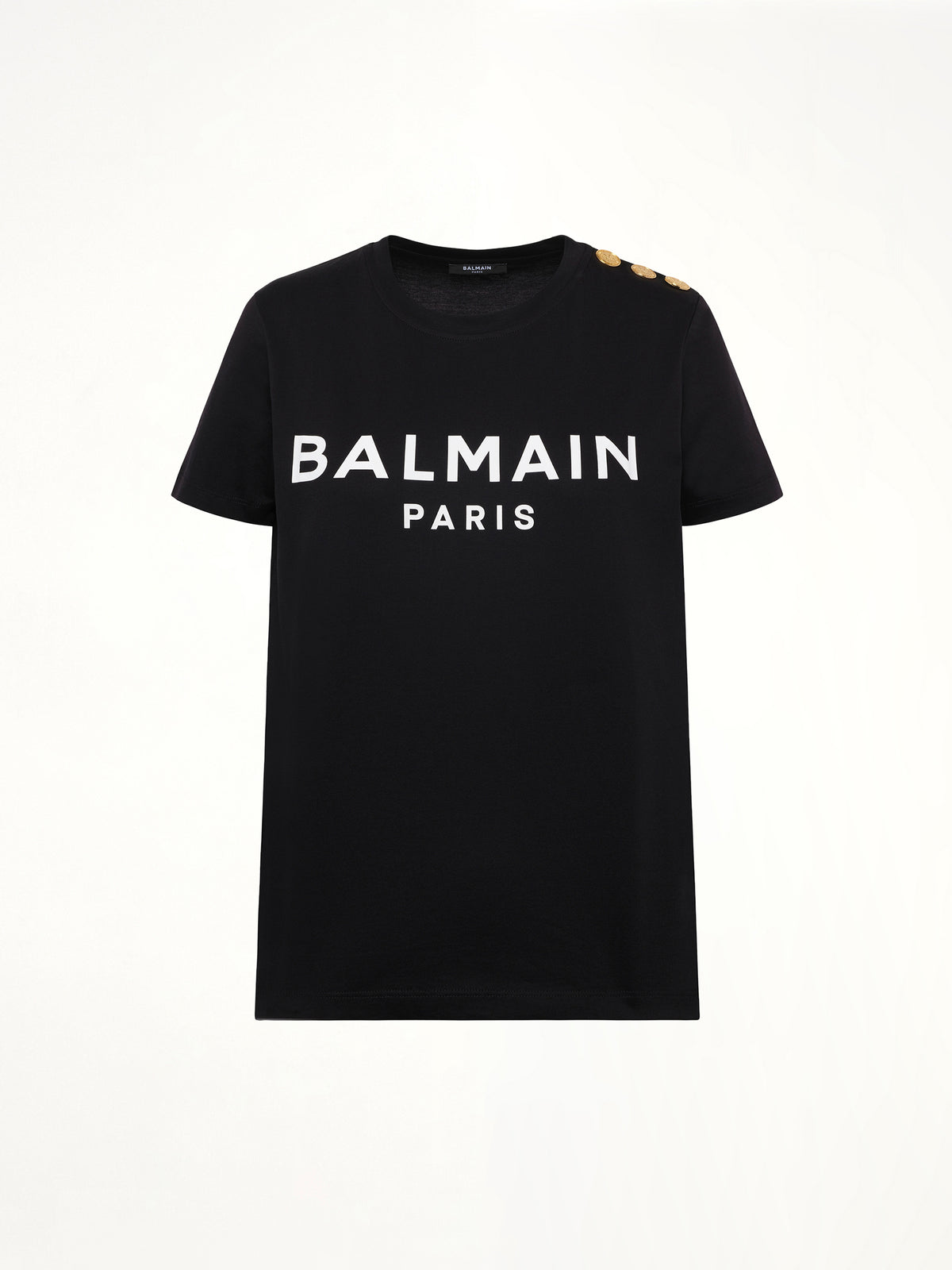 3 Button Logo Print T-Shirt in Black/White