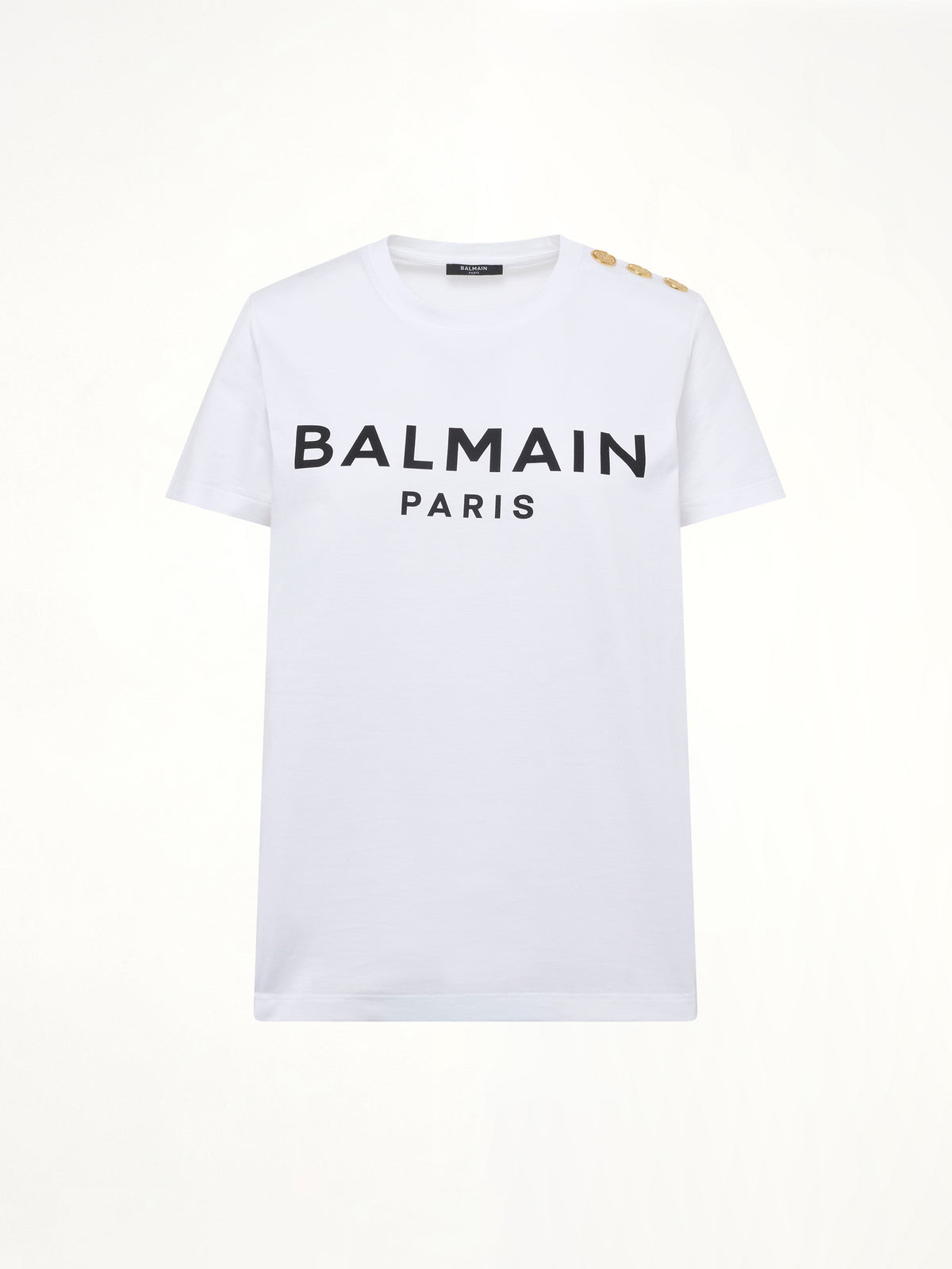 3 Button Printed Logo Classic Fit T-Shirt in White/Black