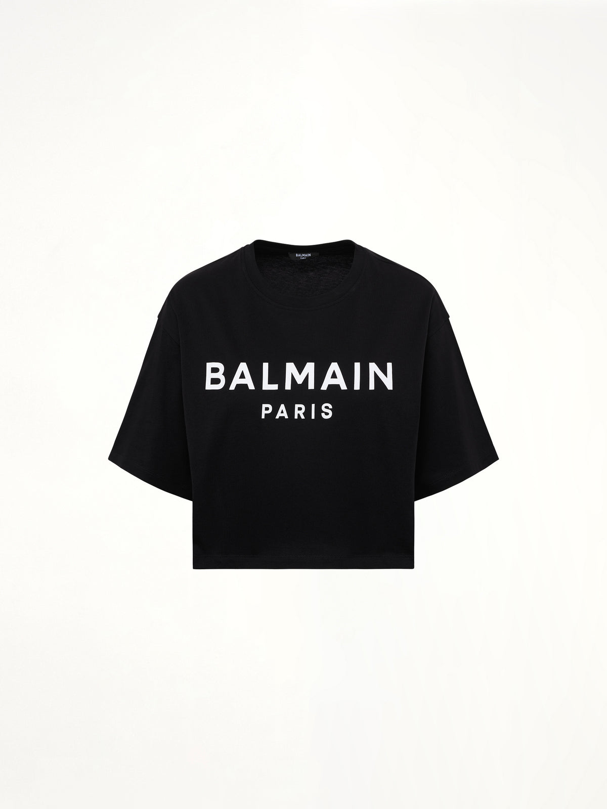 Cropped Print Logo Eco T-Shirt in Black