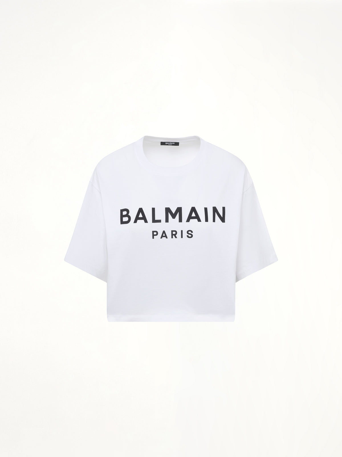 Logo Print Cropped T-Shirt in White/Black