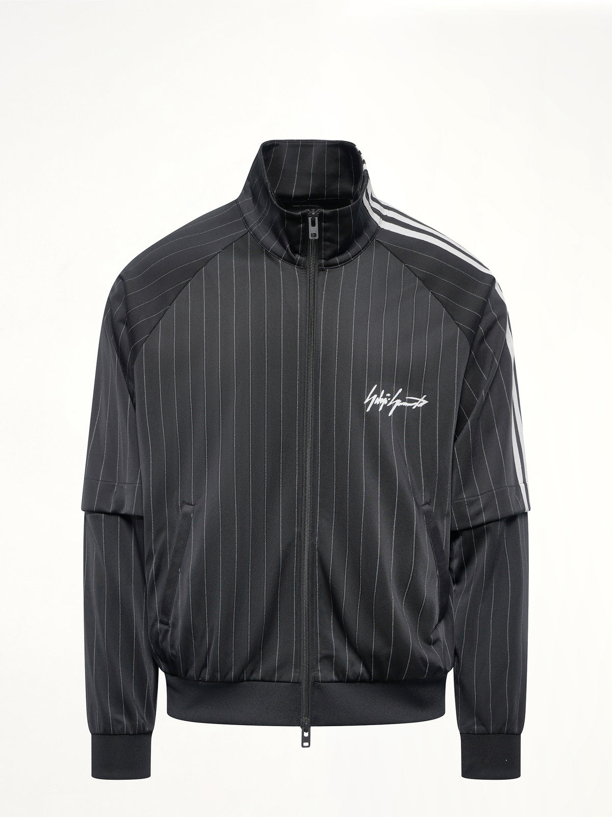 Pinstripe Track Top in Black