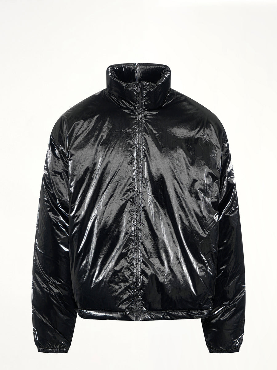 Puffer Jacket in Metallic Black