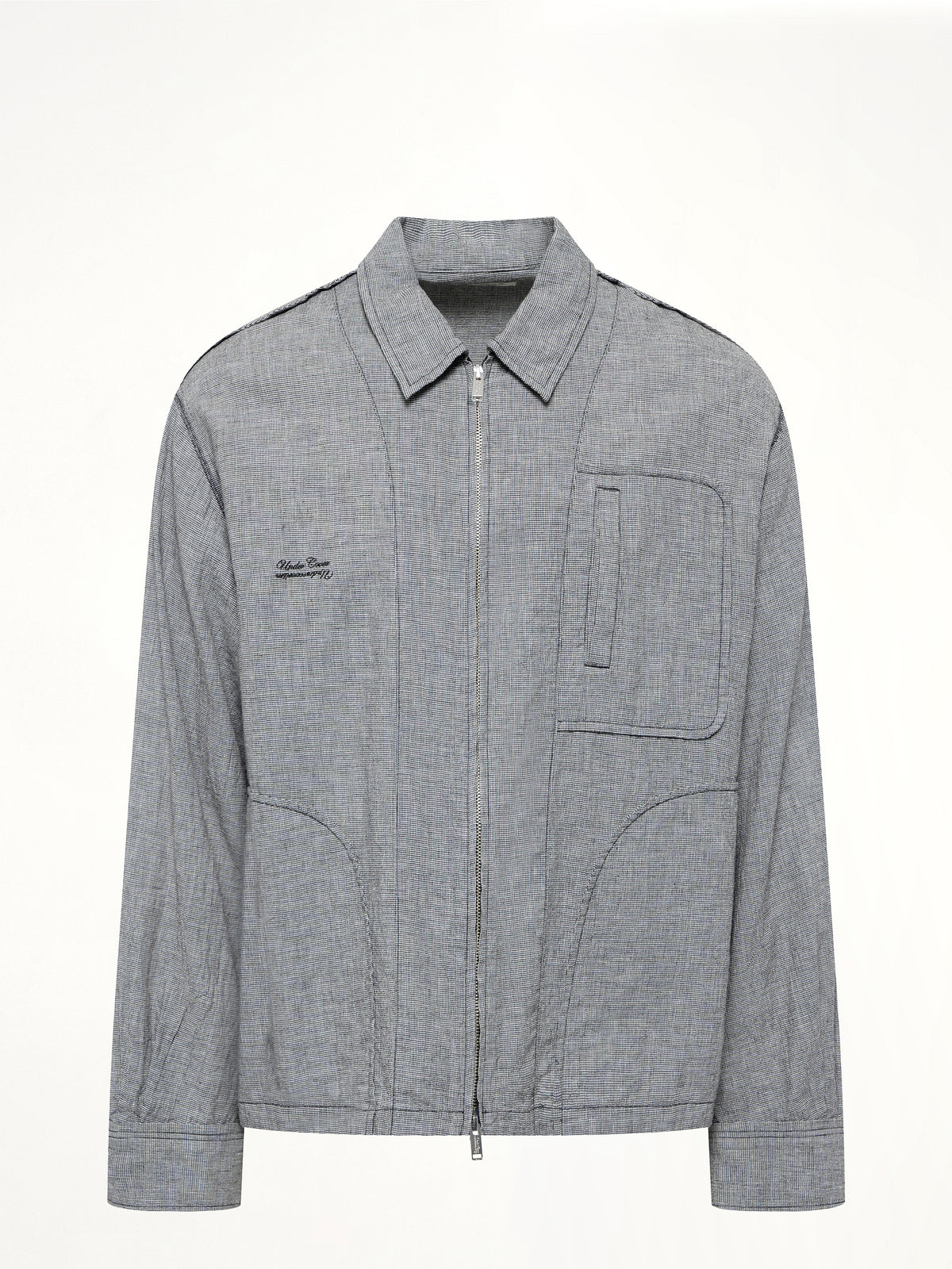 Linen Stripe Blouson in White/Black