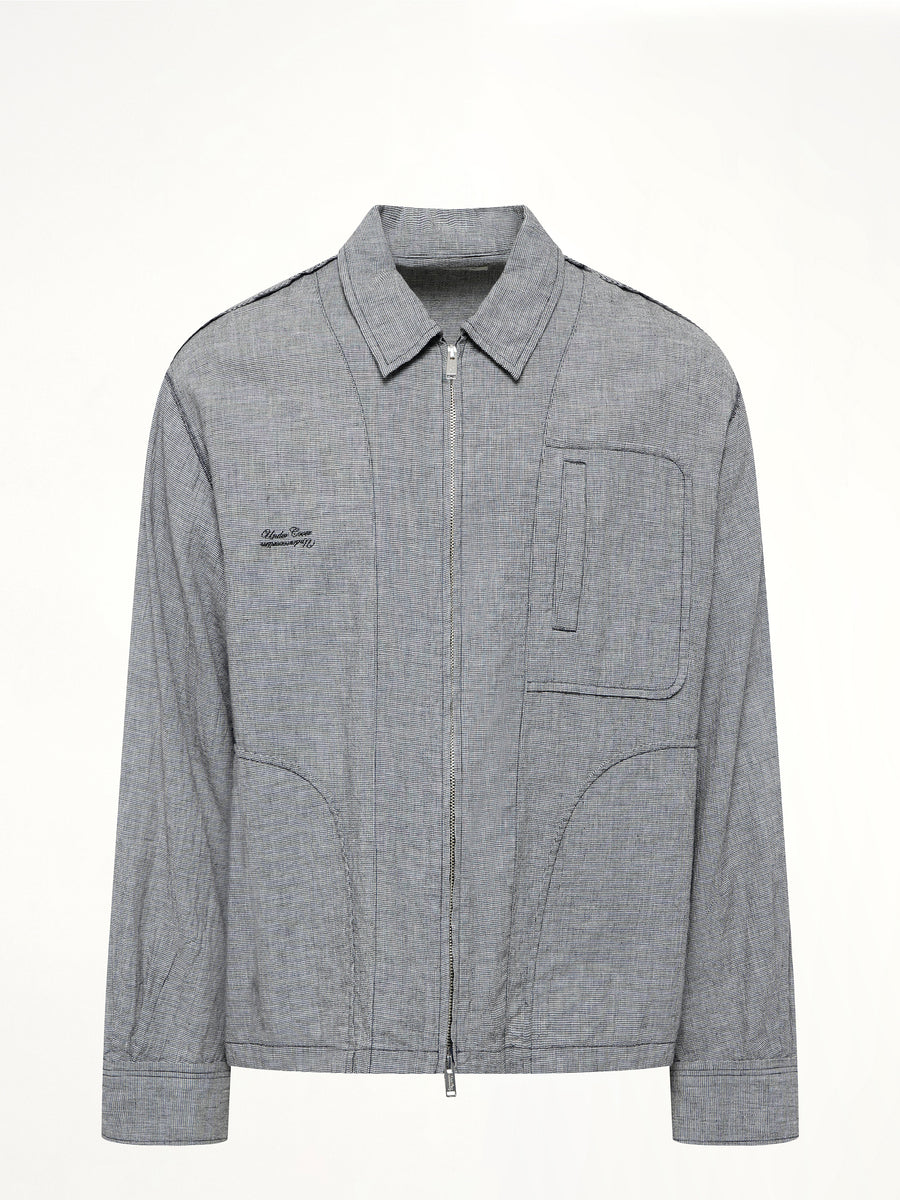 Linen Stripe Blouson in White/Black