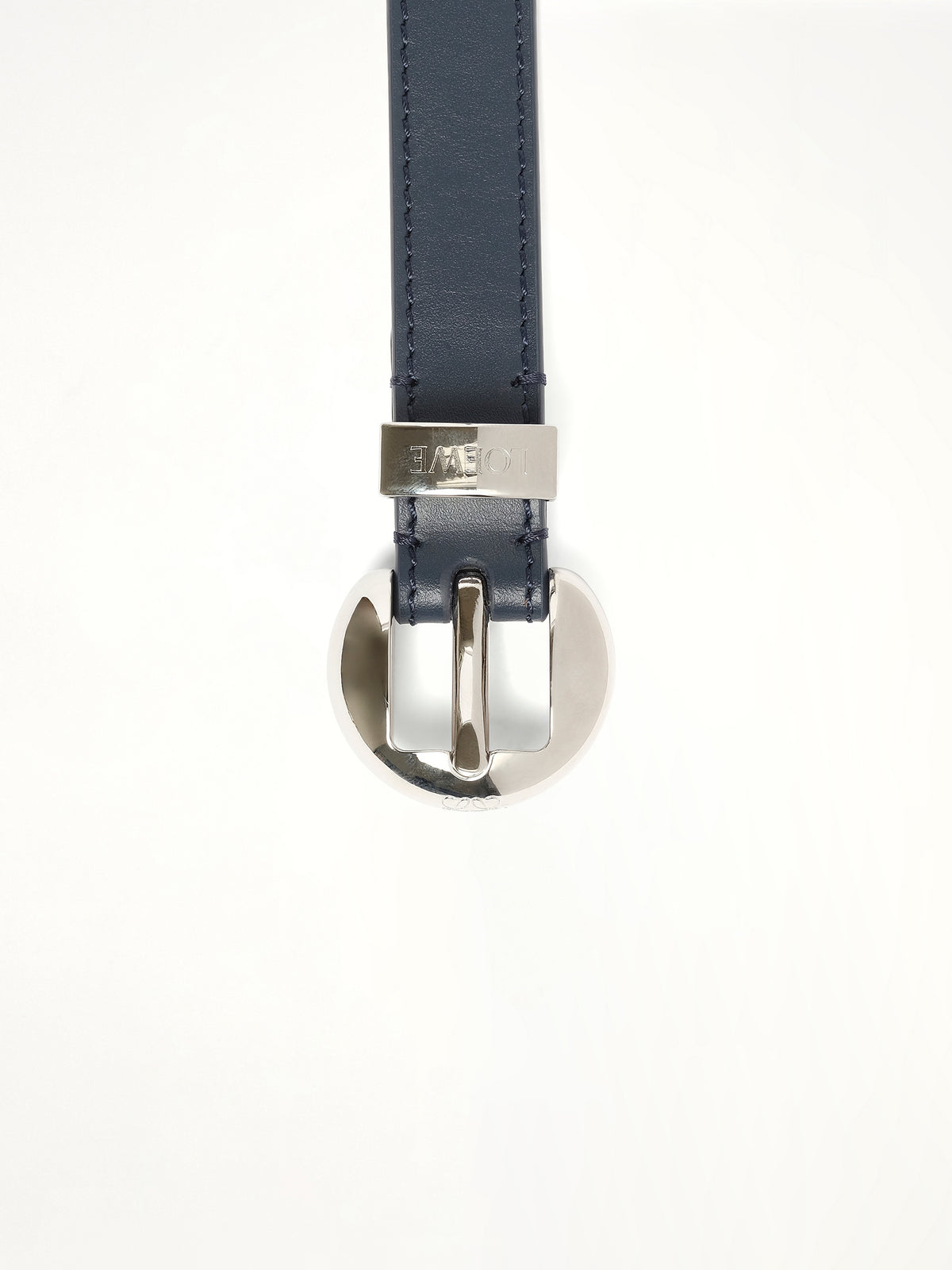 Pebble 2cm Belt in Deep Navy/Palladium