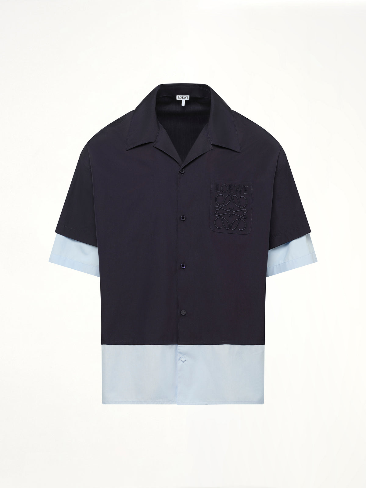 Short Sleeve Shirt in Dark Navy/Light Blue