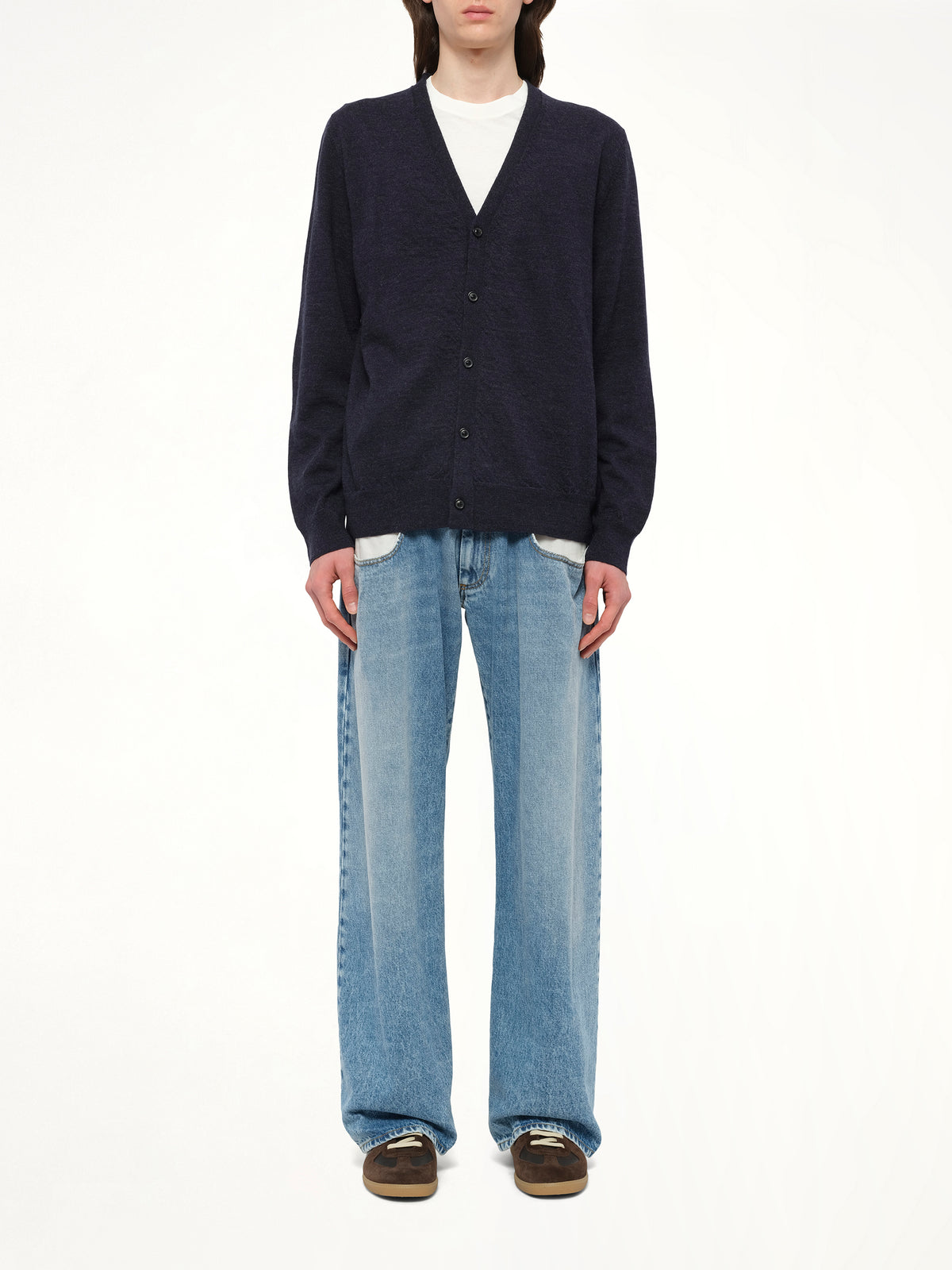 Gauge 12 Elbow Patch Cardigan in Navy