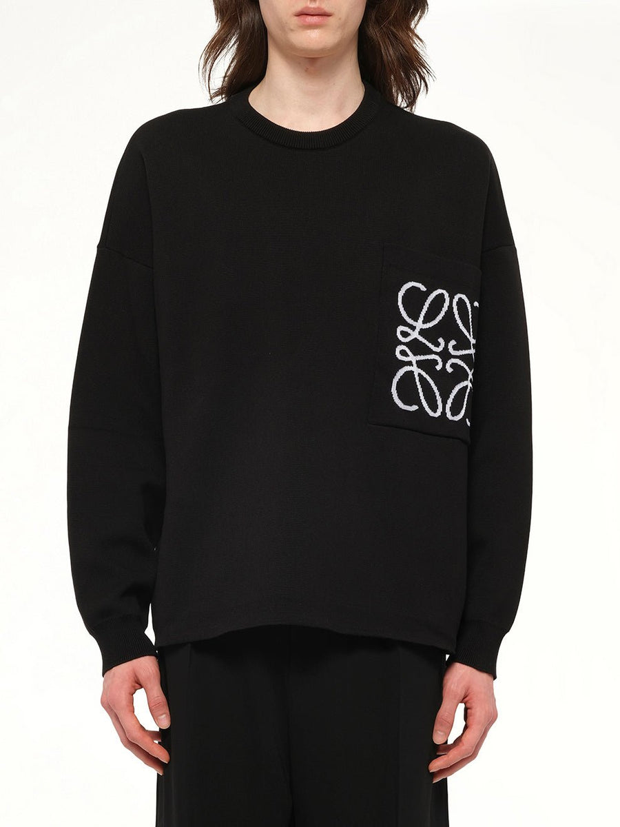 Anagram Pocket Sweater in Black