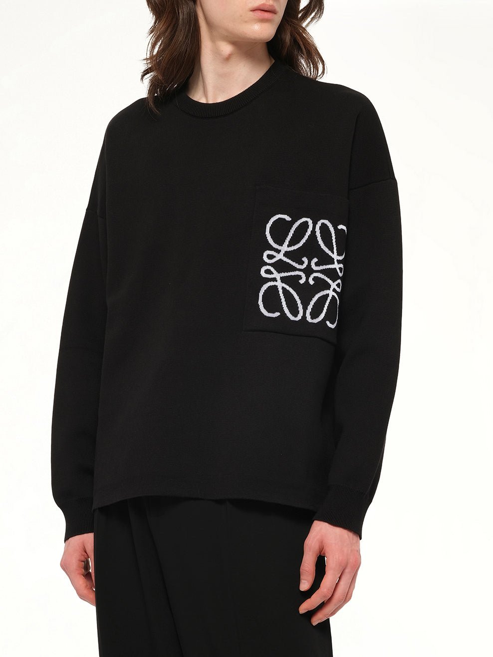Anagram Pocket Sweater in Black