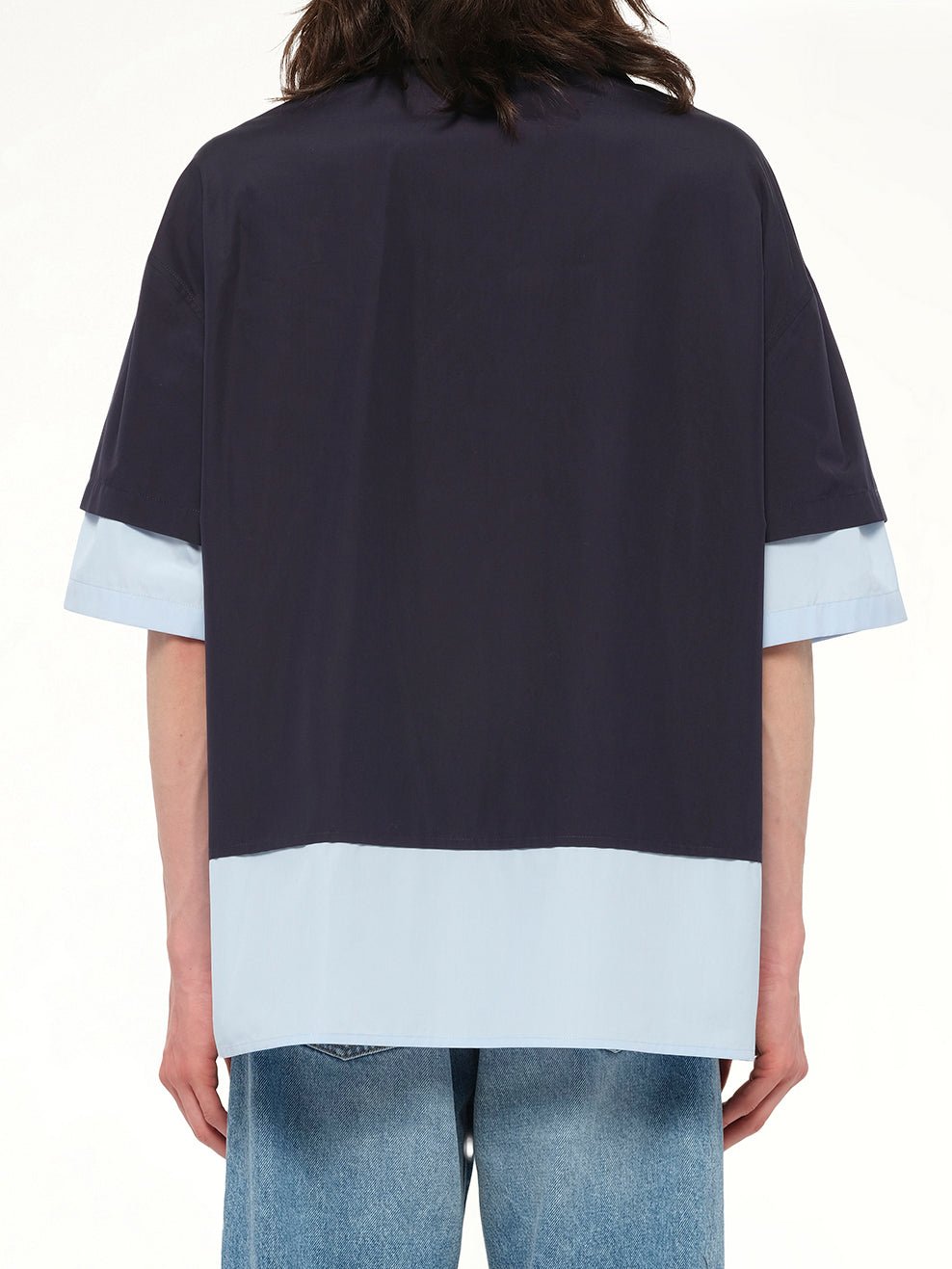 Short Sleeve Shirt in Dark Navy/Light Blue