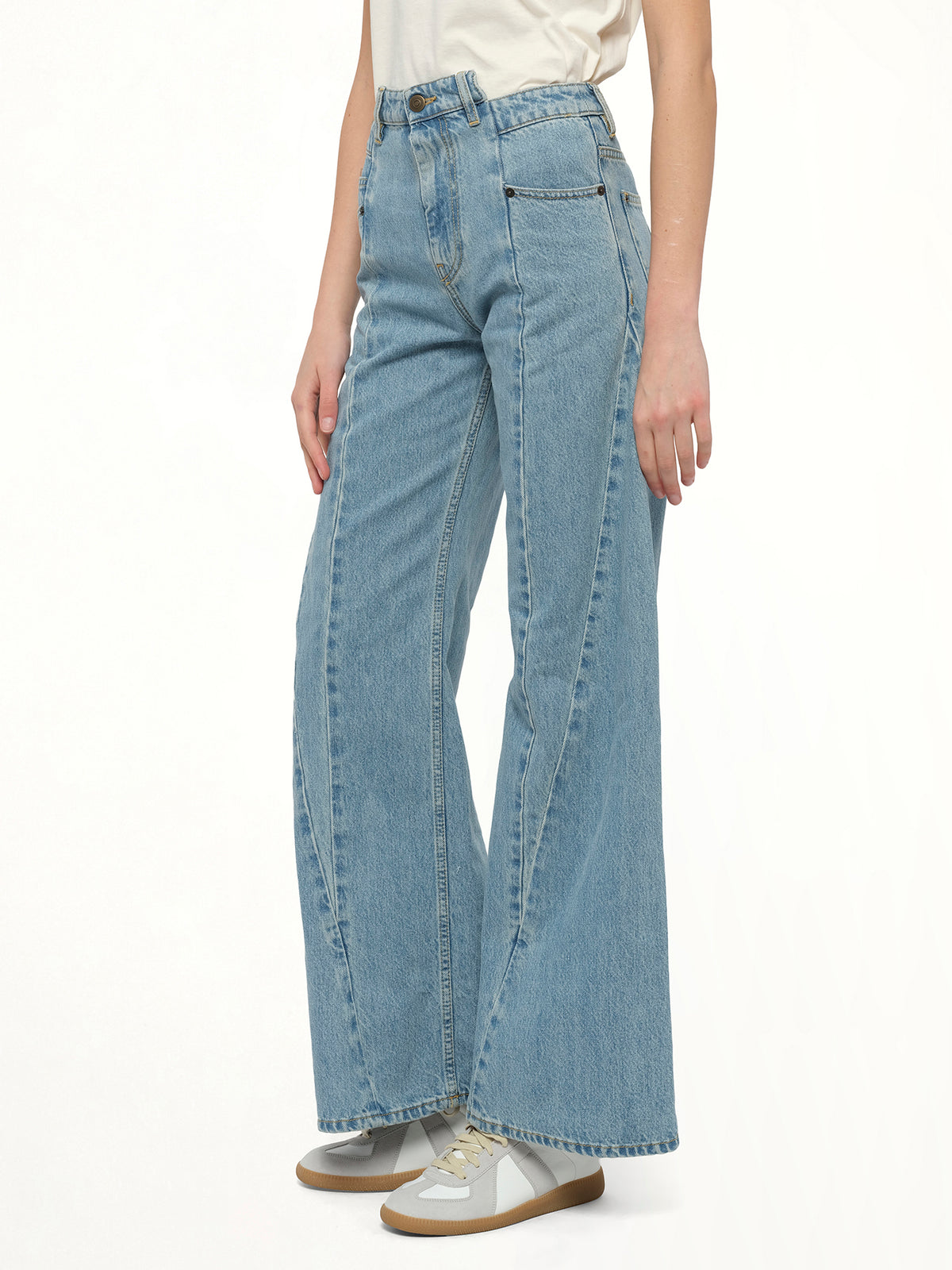 Cut Out Waistband Relaxed Fit Denim Jeans