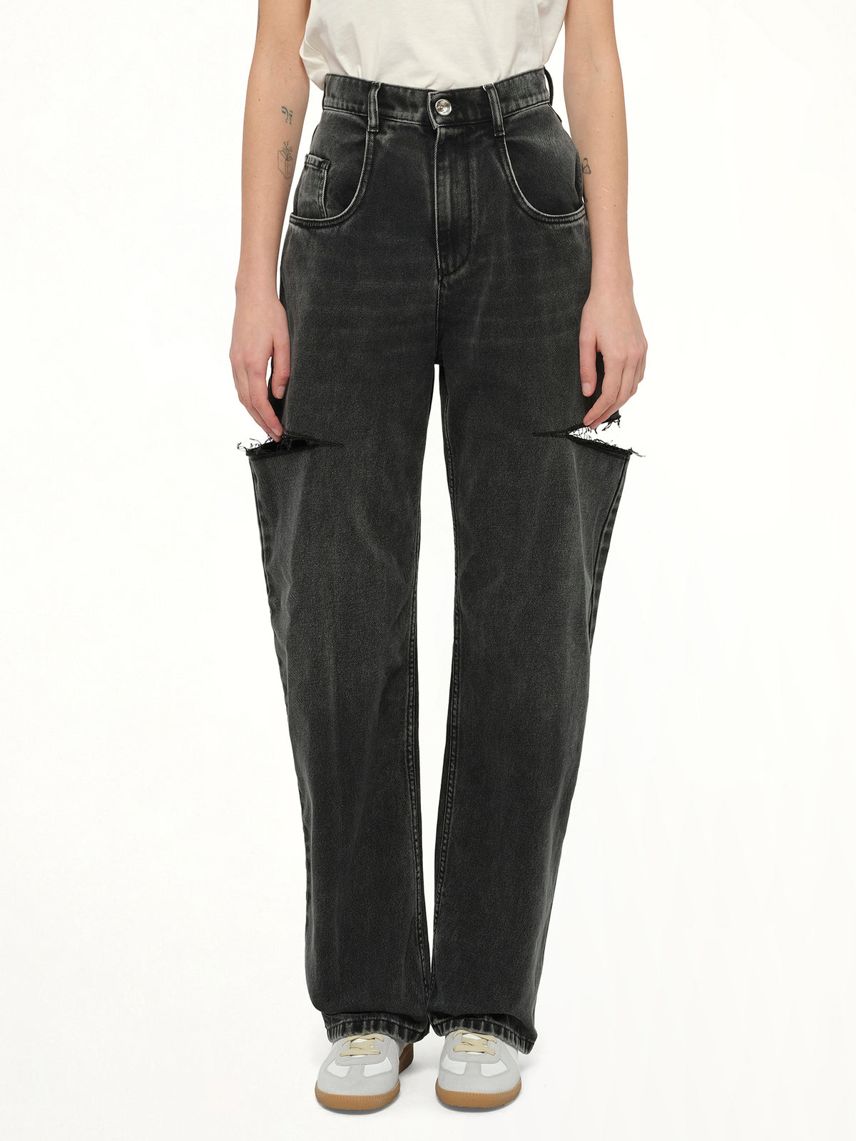 Slash Loose Fit Denim Jeans in Black
