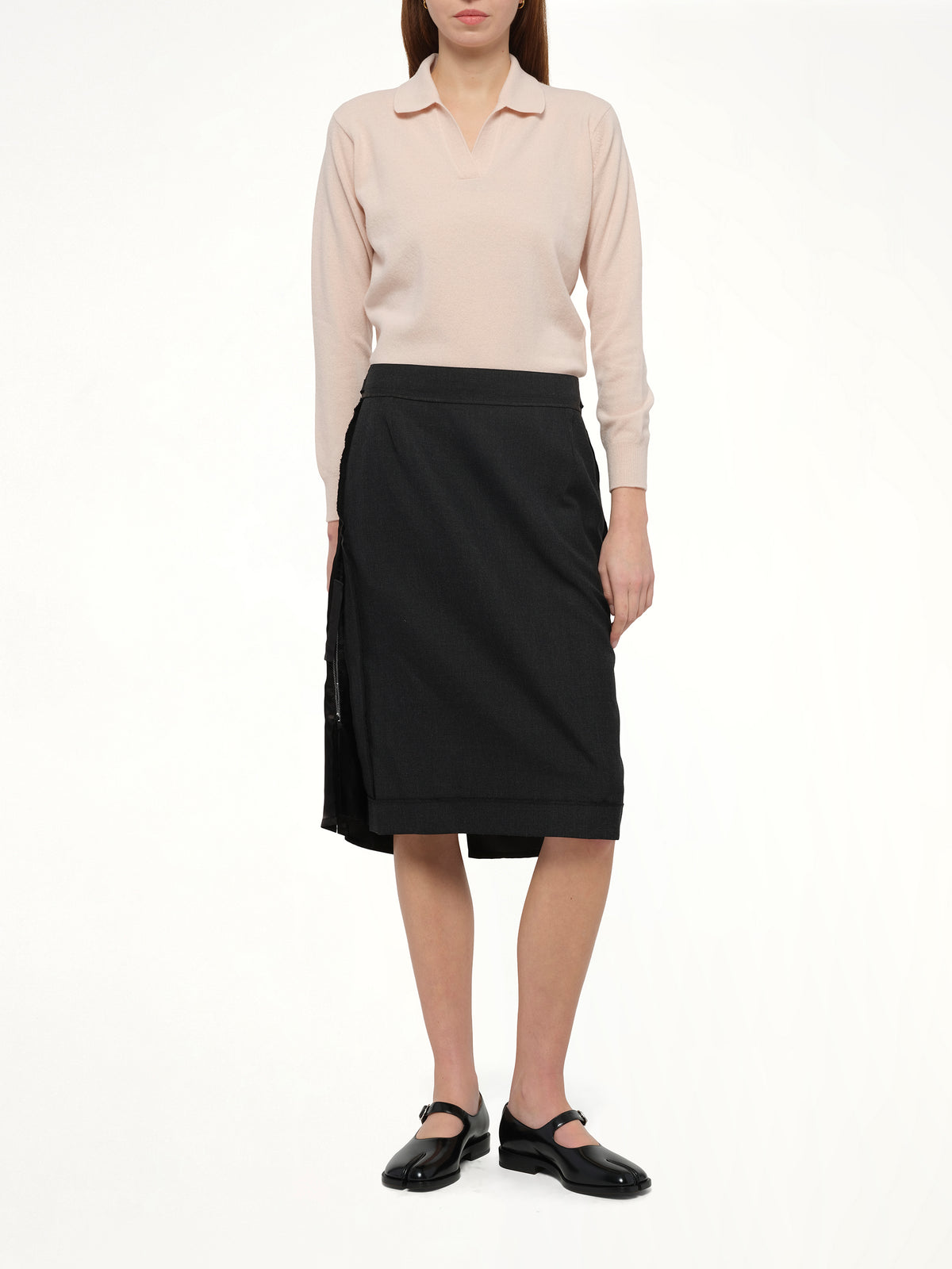 Midi Skirt in Carbon Melange/Black