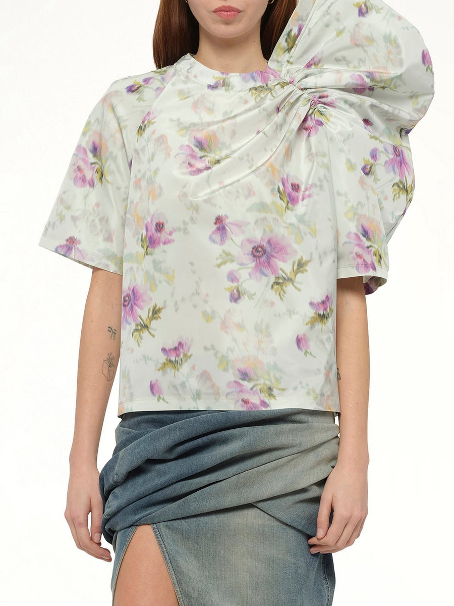 Draped Top in Light Blue/Multicolour