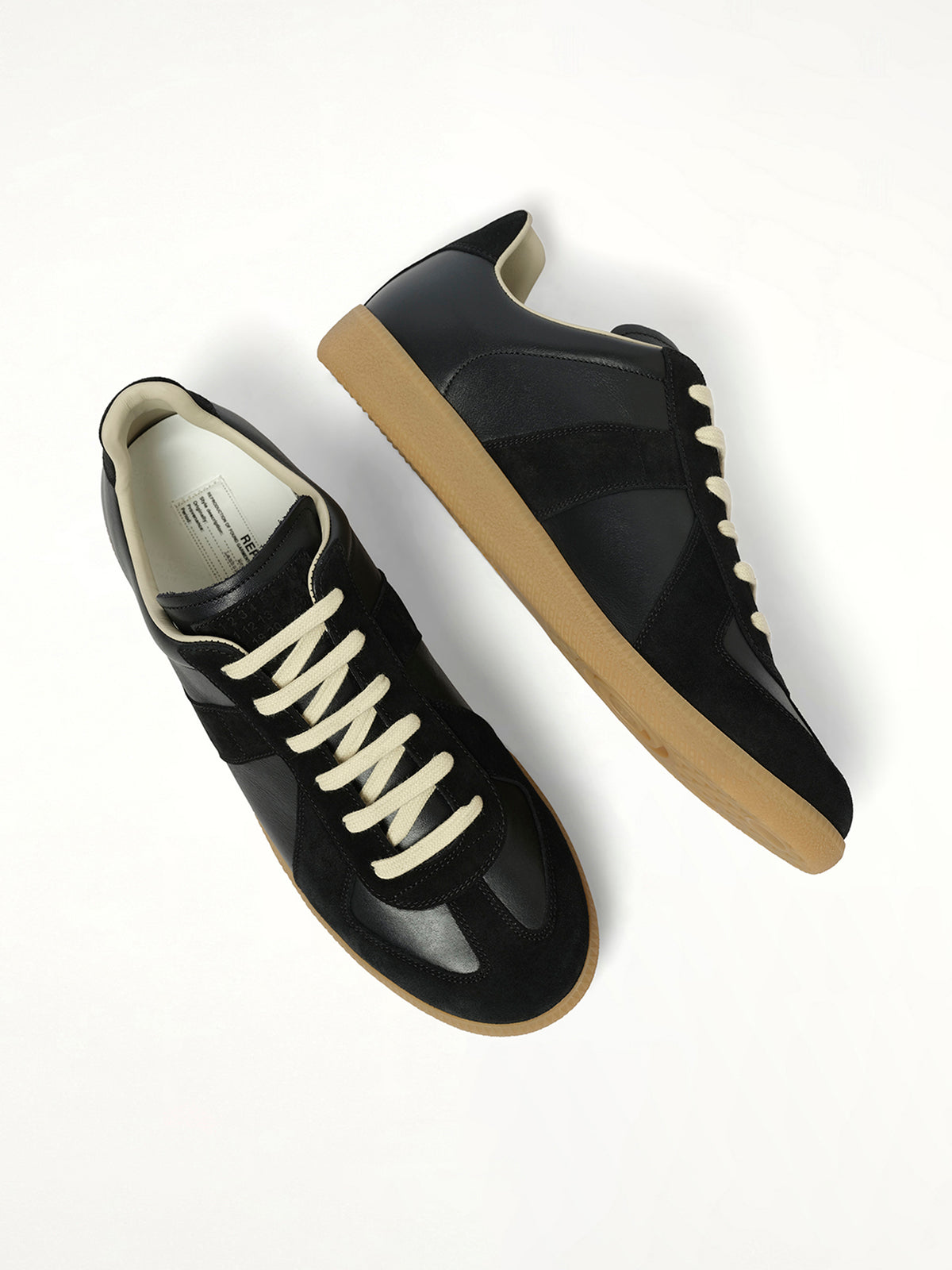 Replica Leather Sneakers in Black Top View | MAISON MARGIELA