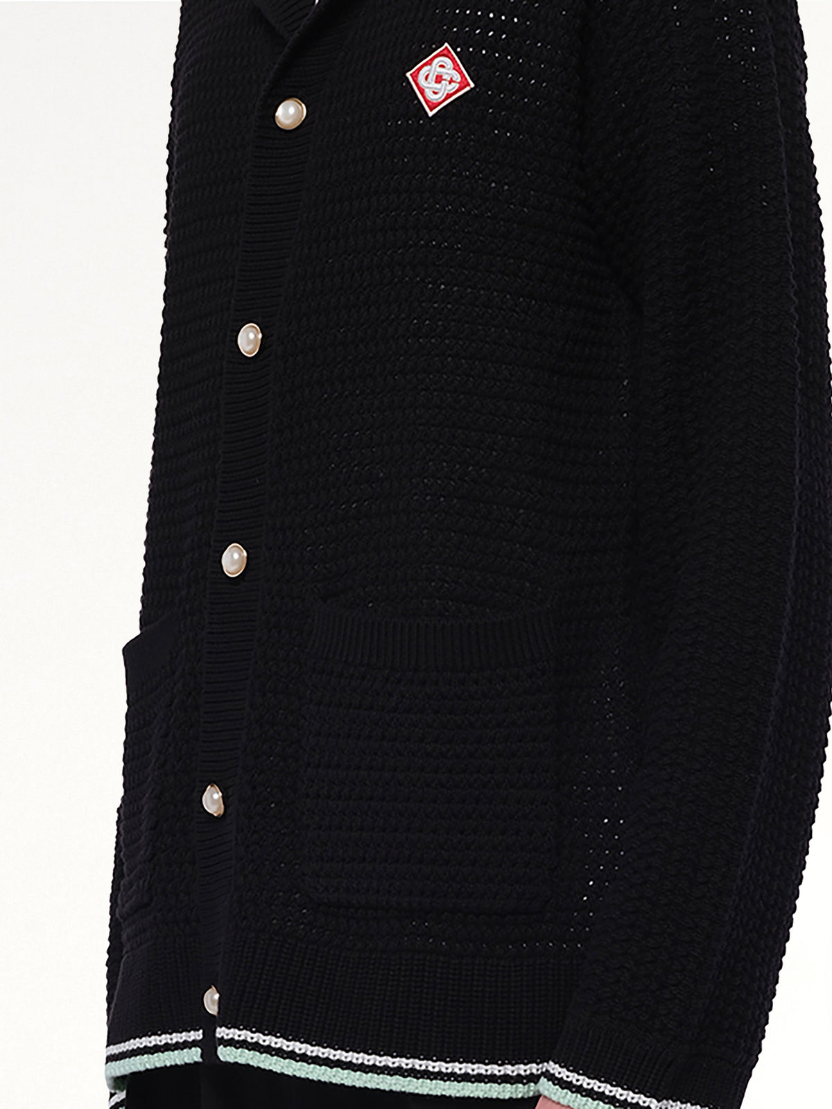 Embroidered Crochet Shirt in Black