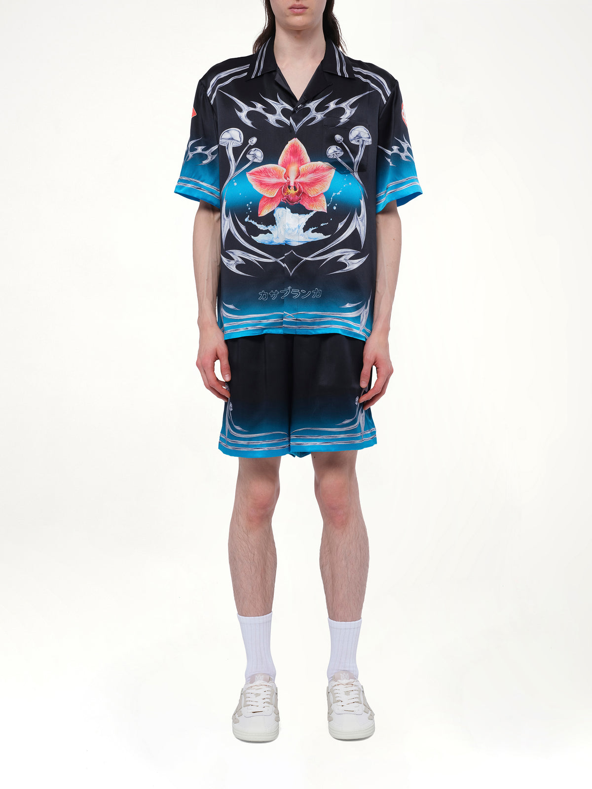 Silk Satin Blades Shirt in Multicolour