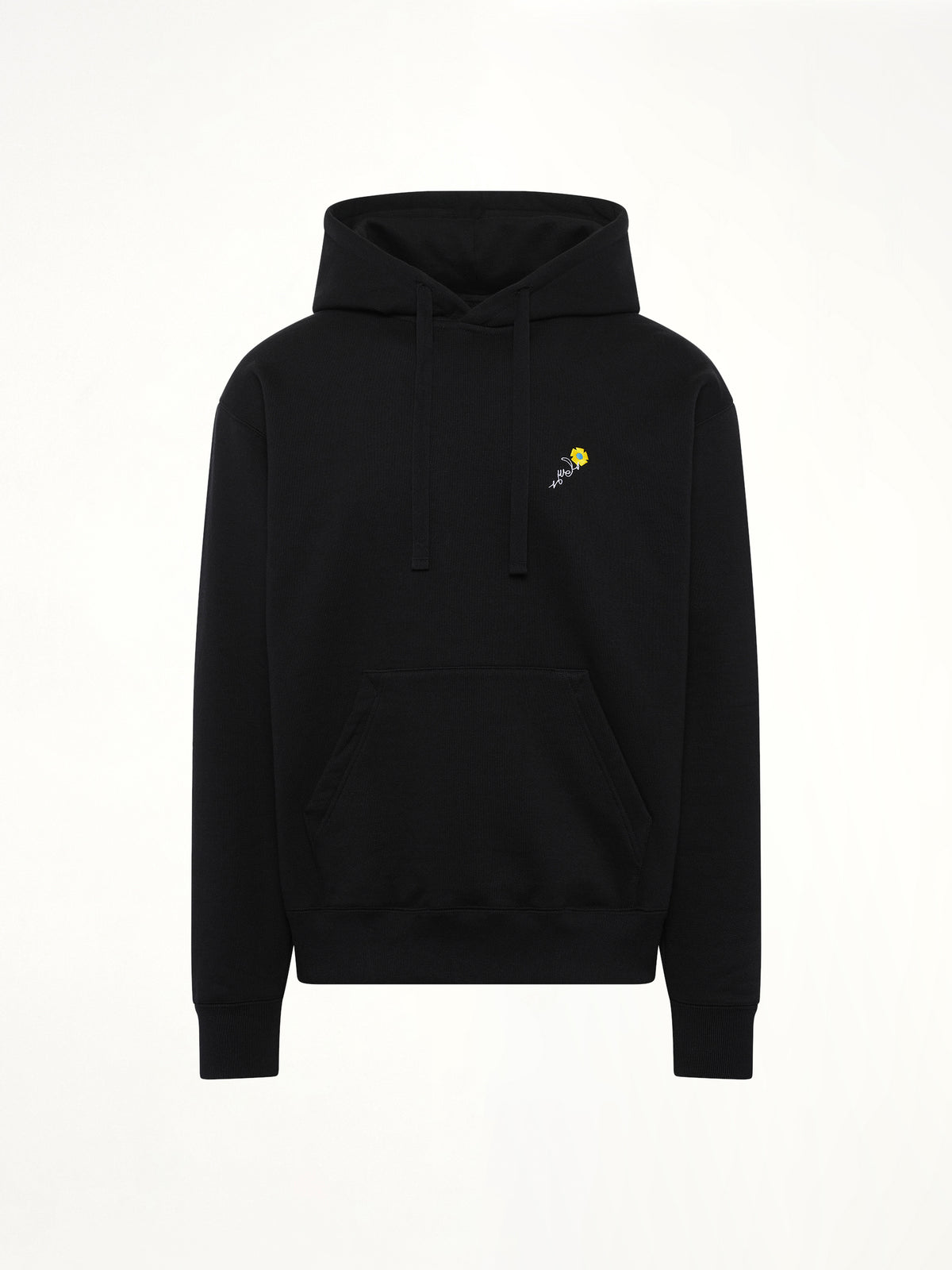 Floral Embroidered Hoodie in Black