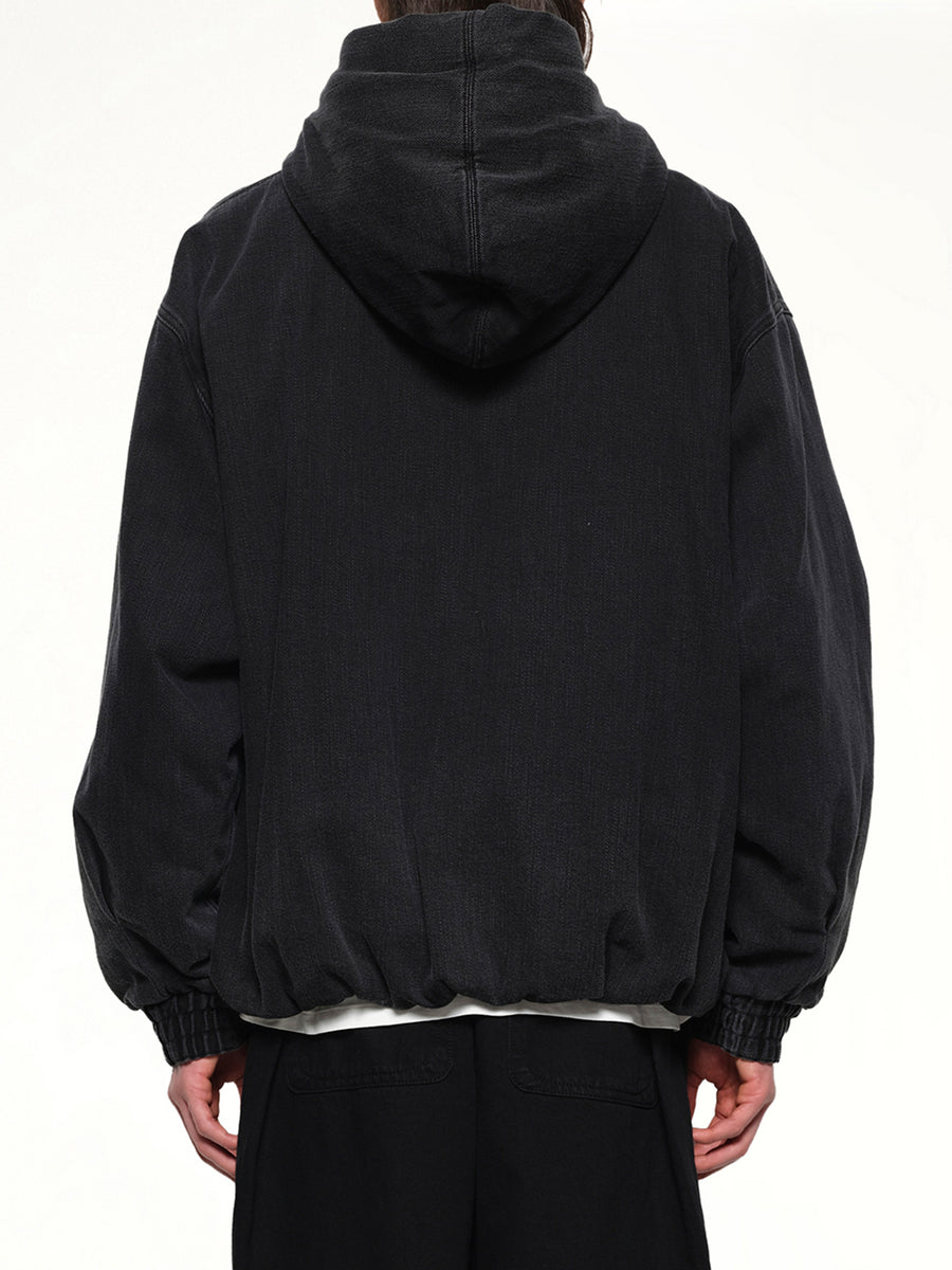 Dyed Denim Hoodie in Black