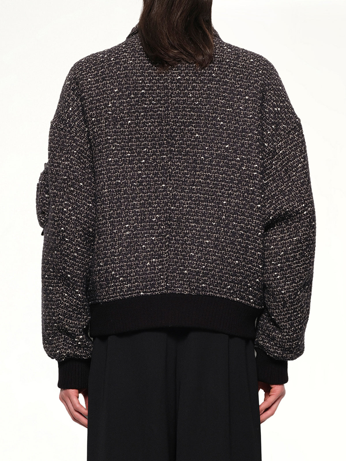Tweed Bomber Jacket in Black