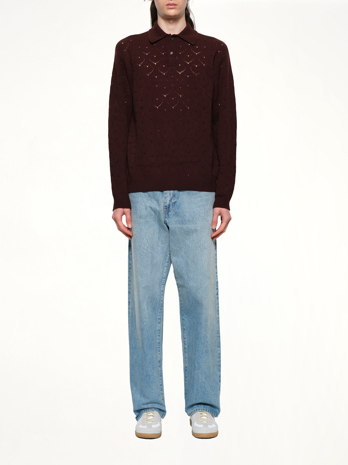 Eyelet Polo in Dark Tobacco