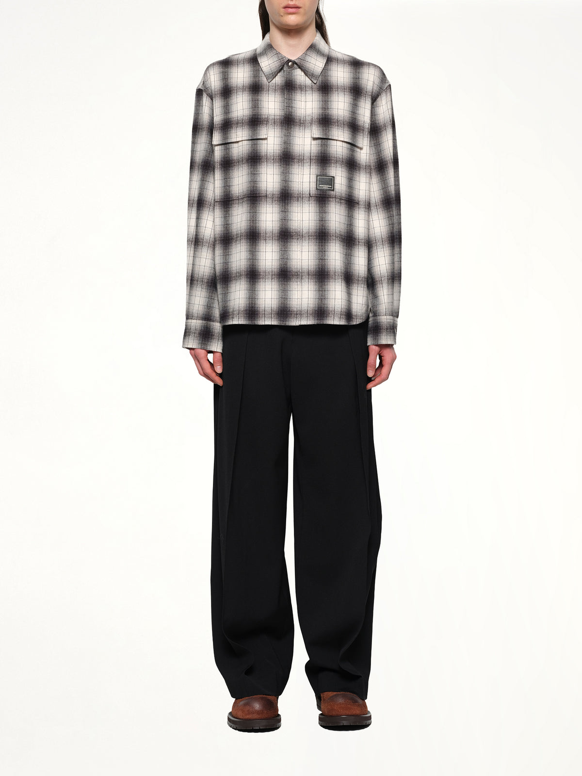 Logo Patch Check Shirt in Black