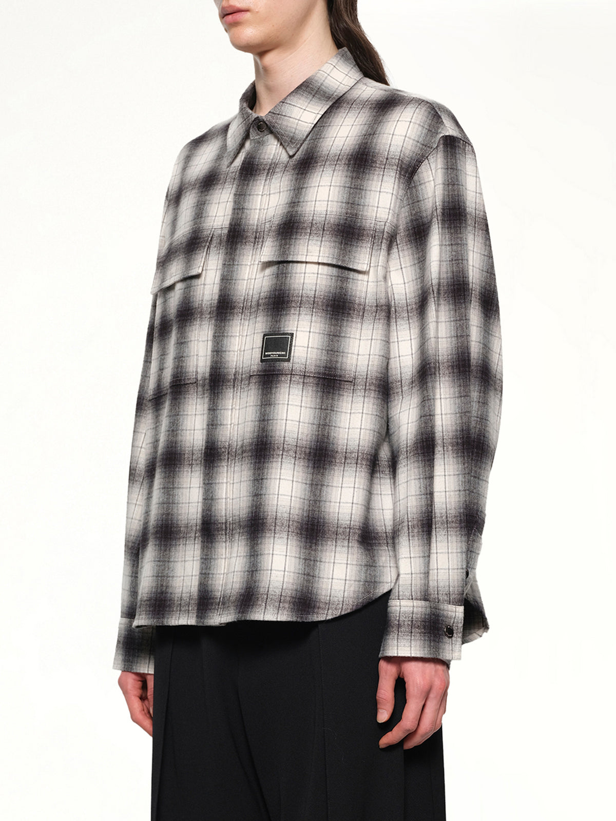 Logo Patch Check Shirt in Black