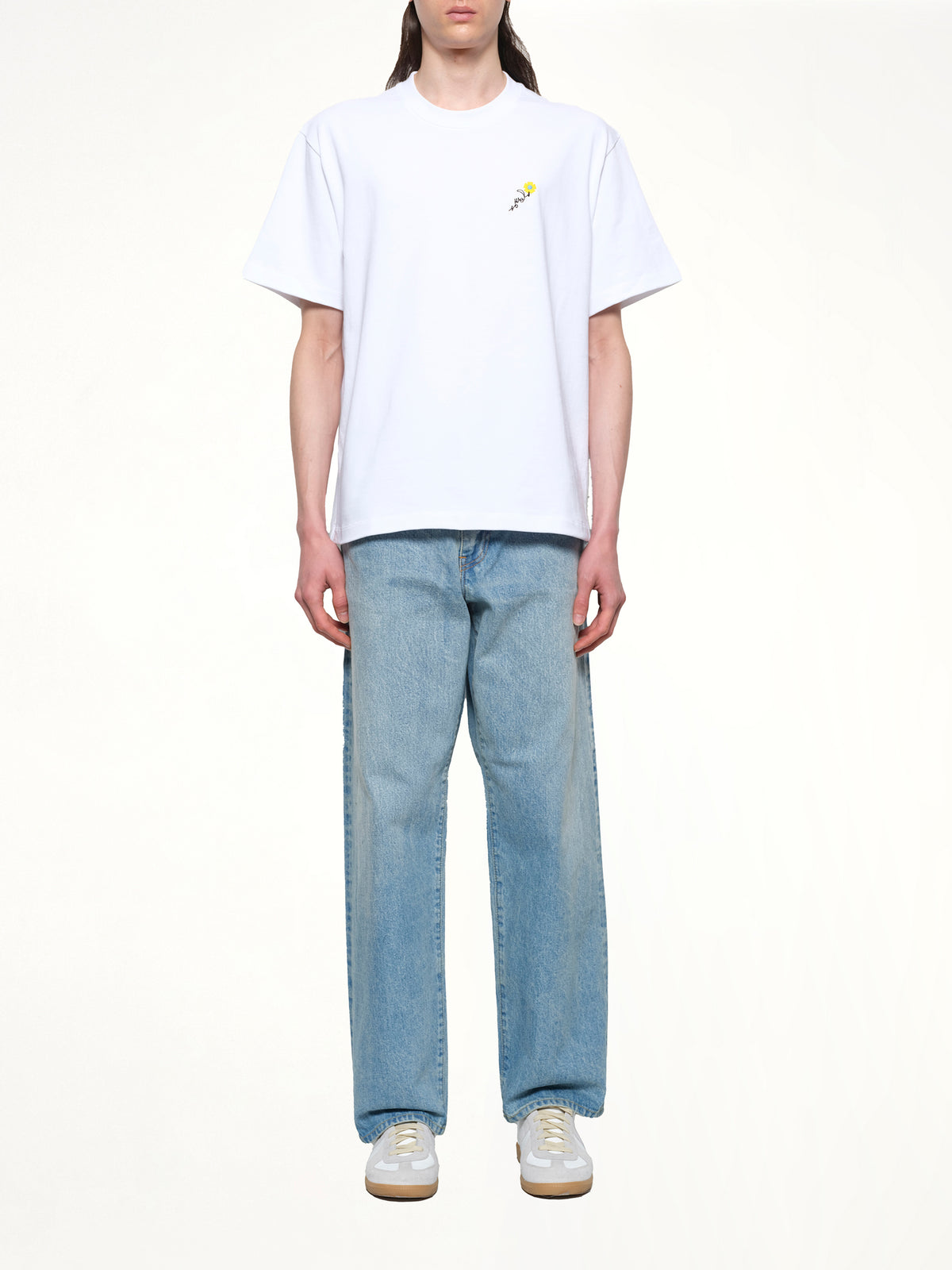 Floral Embroidered T-Shirt in White