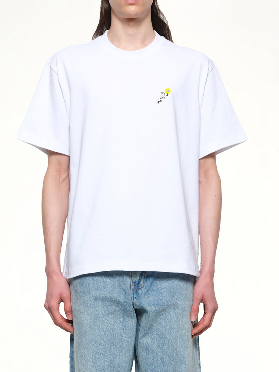 Floral Embroidered T-Shirt in White