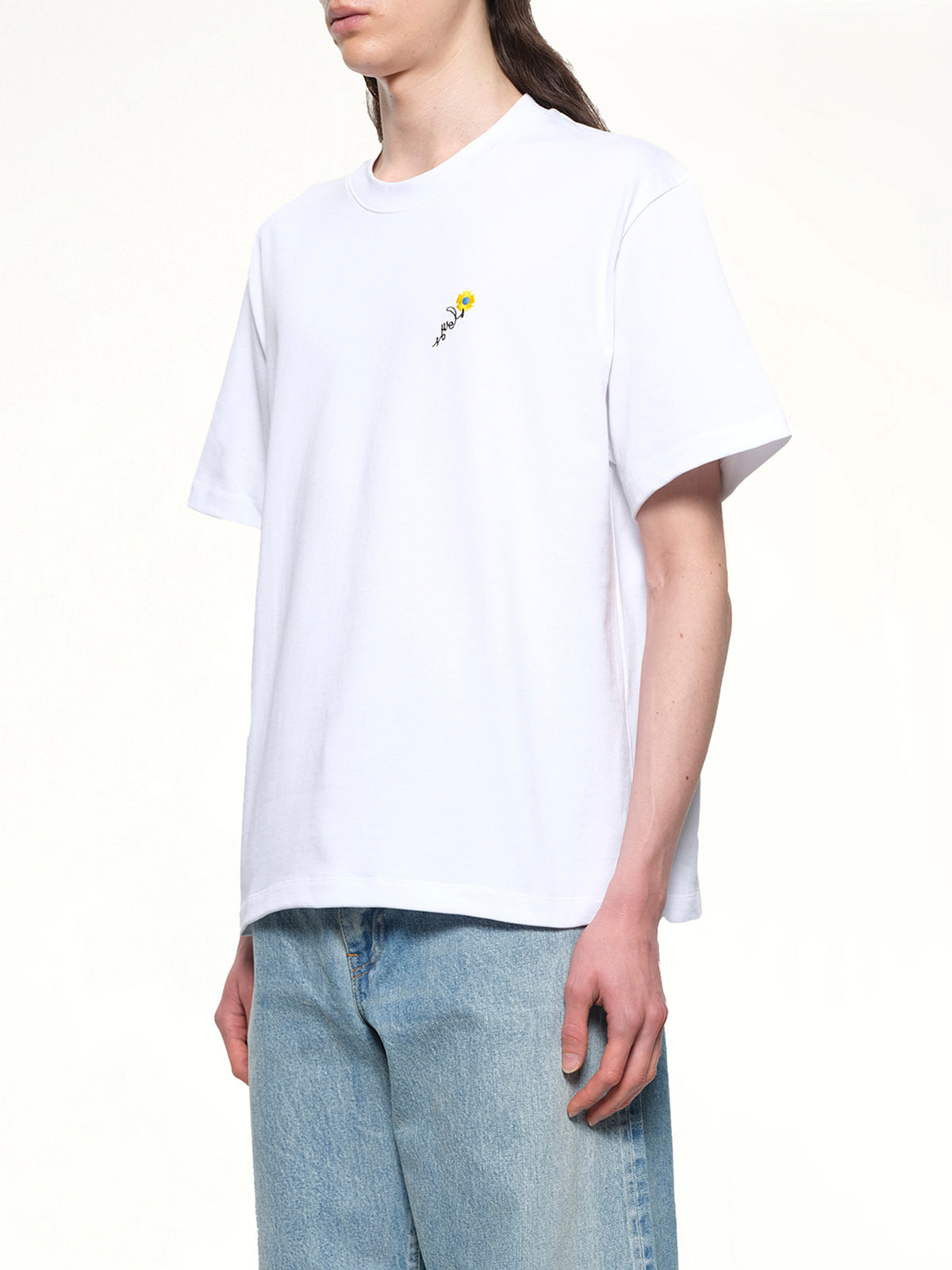 Floral Embroidered T-Shirt in White