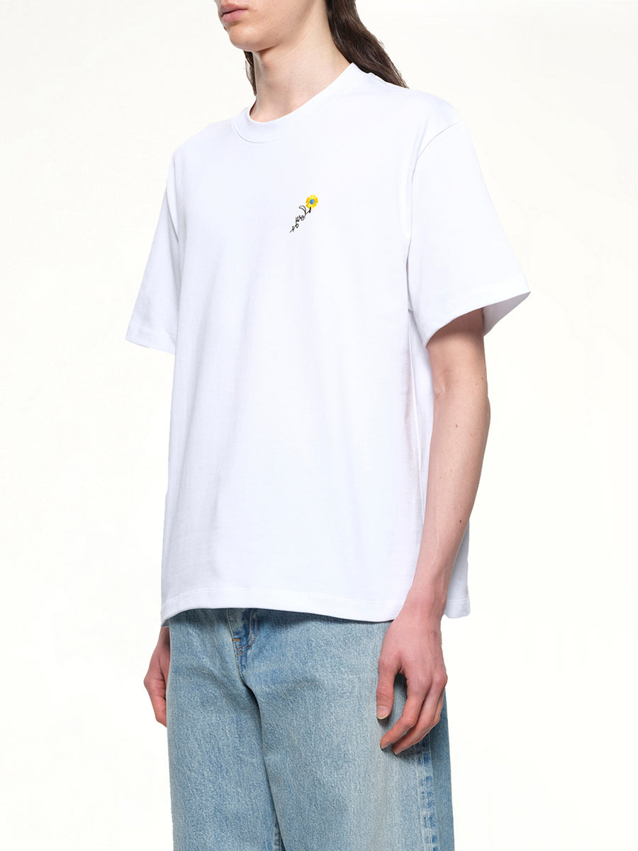 Floral Embroidered T-Shirt in White