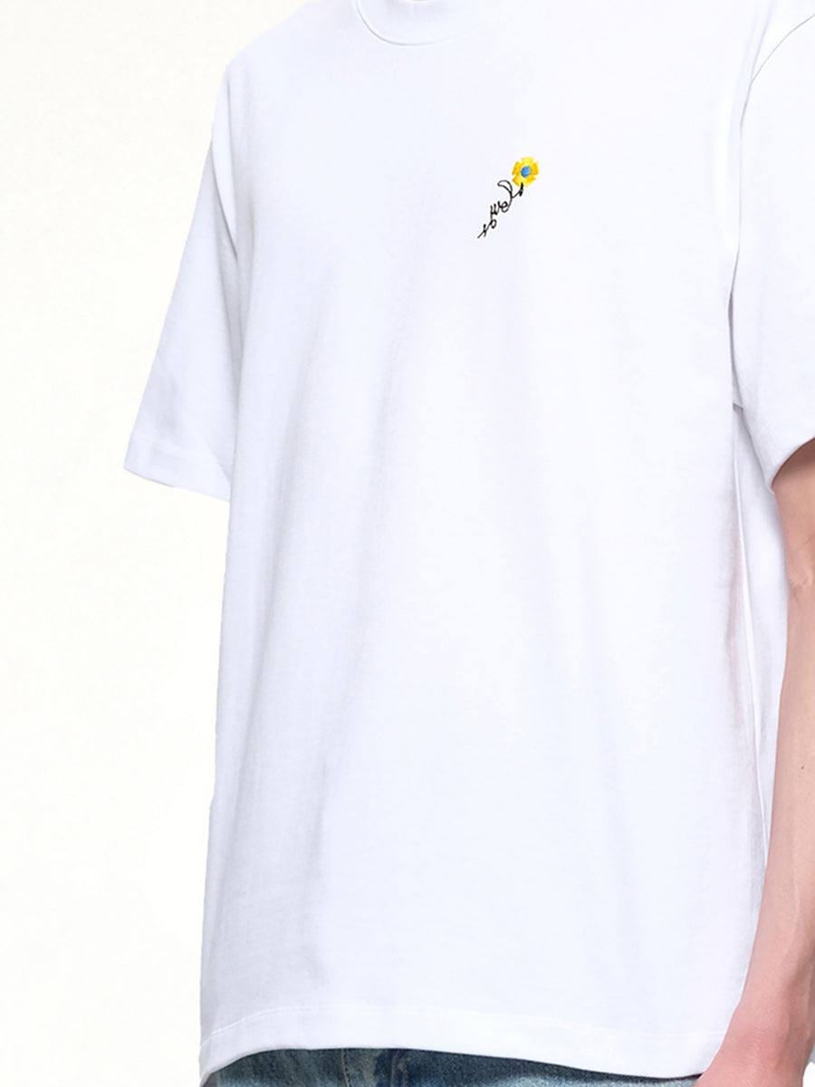 Floral Embroidered T-Shirt in White