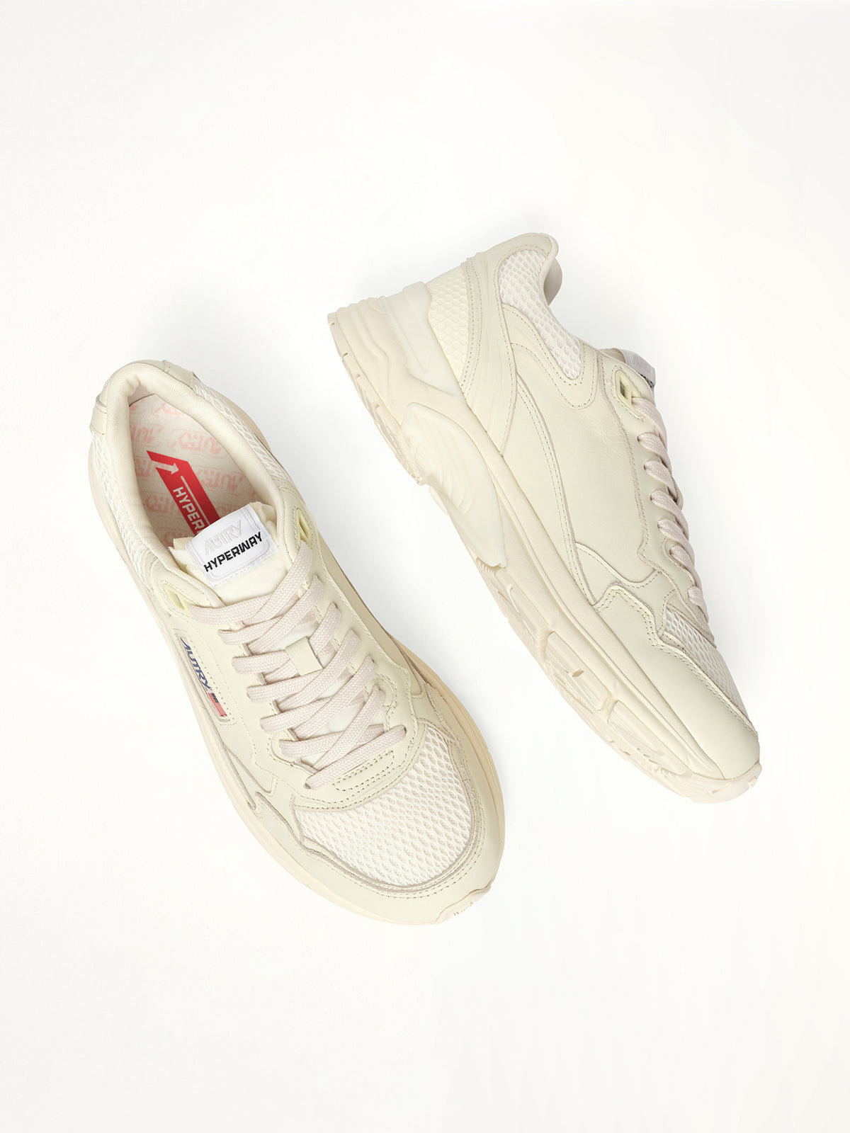 Hyperway Low Sneaker in White/White Top View | AUTRY