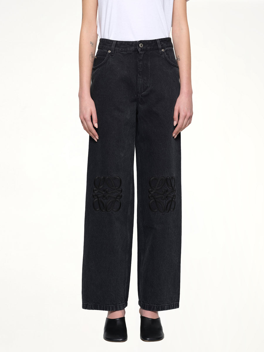 Anagram Baggy Tonal Jeans AF in Black