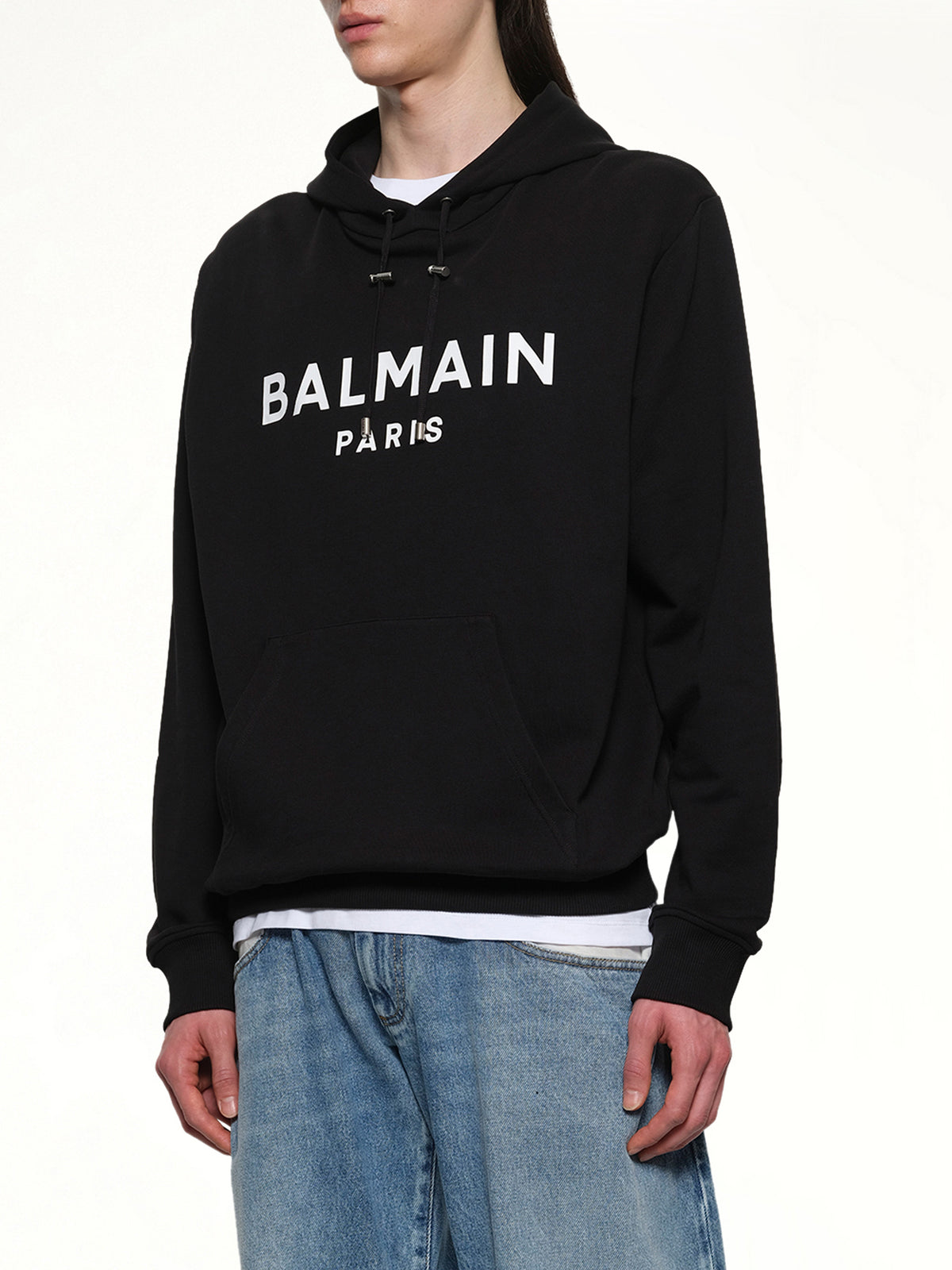 Logo Printed Hoodie in Black/White
