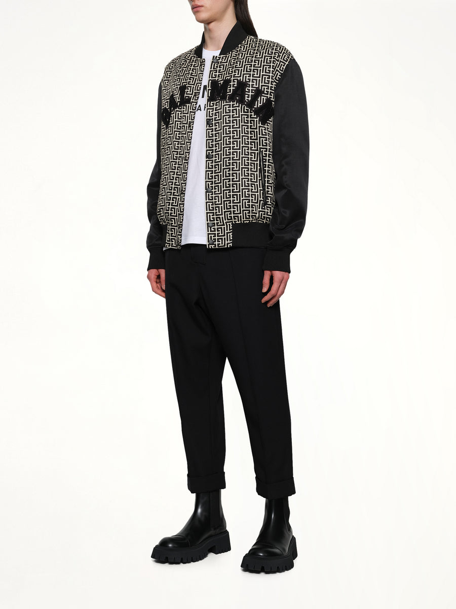 Monogram Varsity Jacket in Black/White
