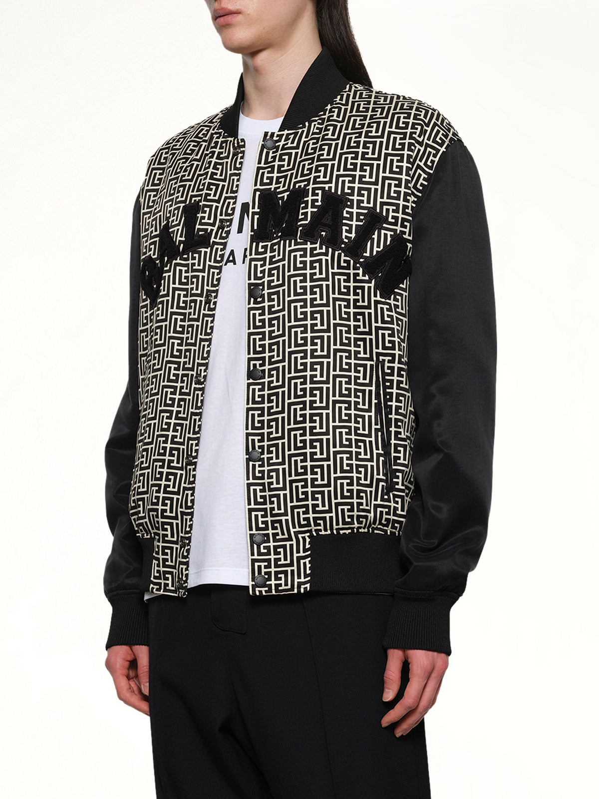 Monogram Varsity Jacket in Black/White