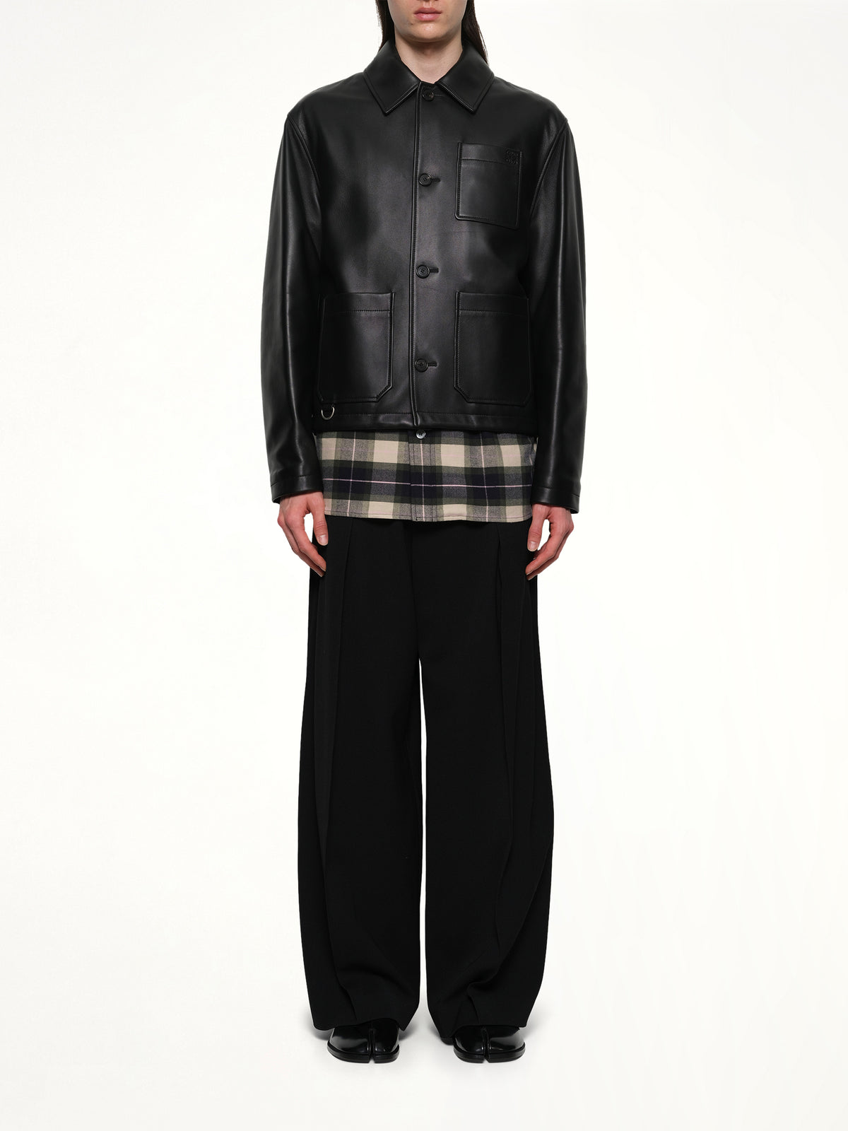 Leather Workwear Jacket in Black