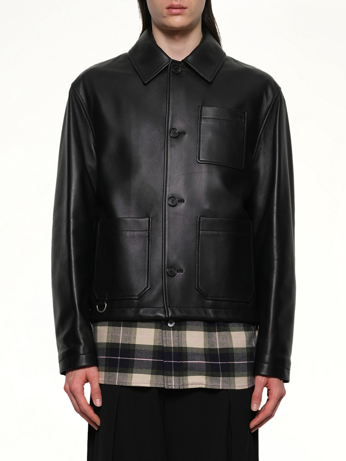 Leather Workwear Jacket in Black