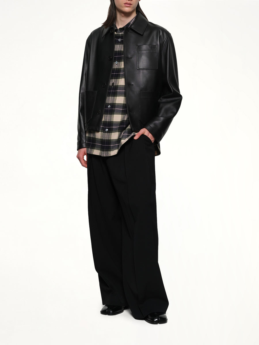 Leather Workwear Jacket in Black