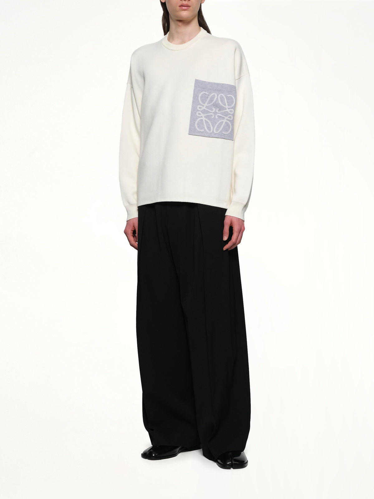 Anagram Pocket Sweater in Beige