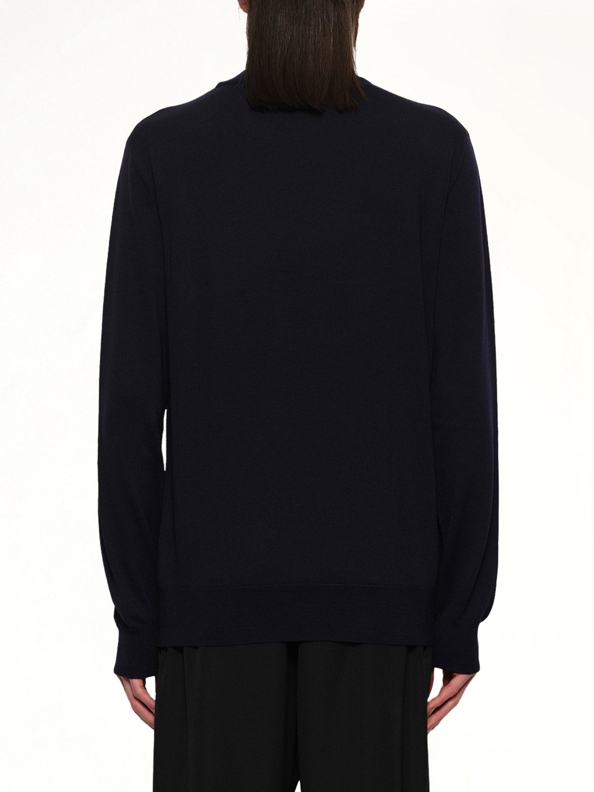 Balmain Big Stamp Knit Sweater in Navy/White